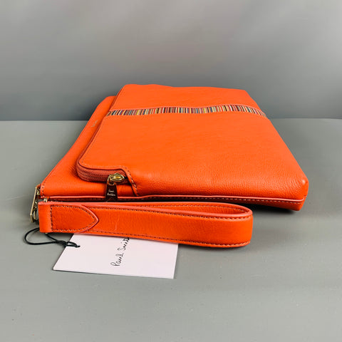 PAUL SMITH Orange Solid Leather Document Holder Bags