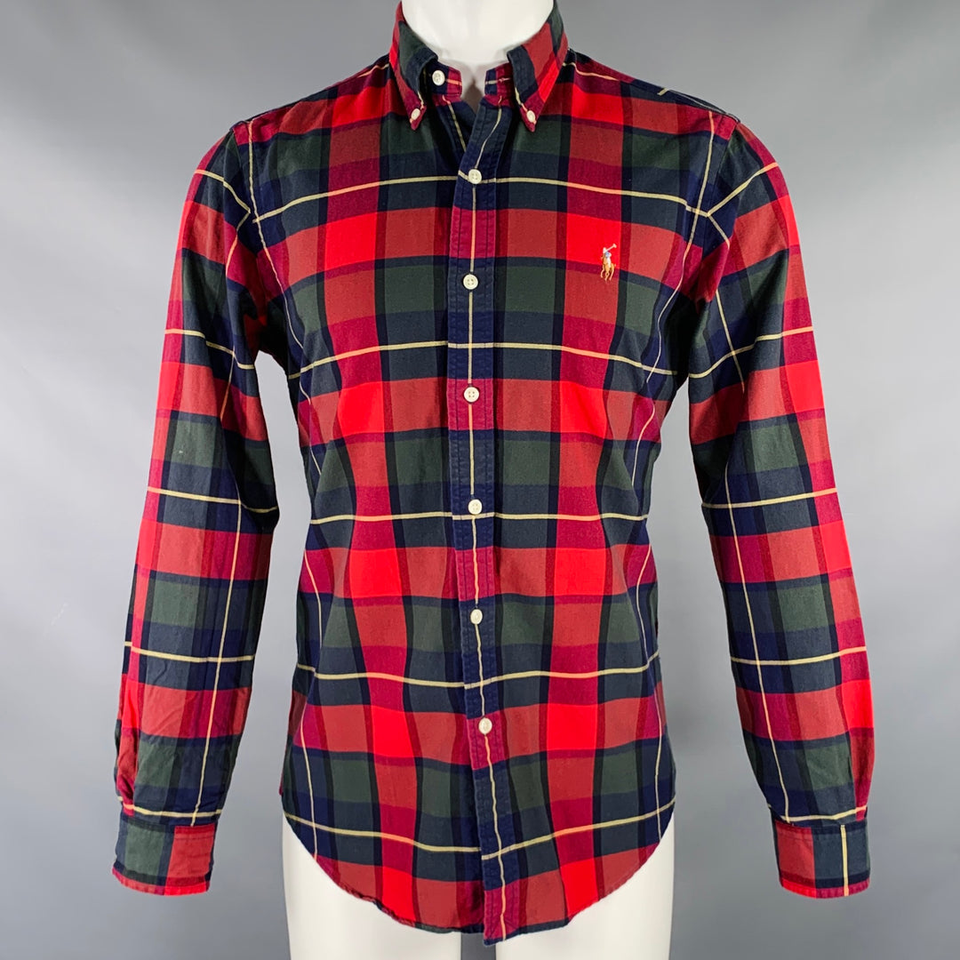 RALPH LAUREN Size S Red Blue Green Plaid Woven Button Down Long Sleeve Sui Generis Designer Consignment RALPH LAUREN Size S Red Blue Green Plaid Woven Button Down Long Sleeve Sui Generis Designer Consignment