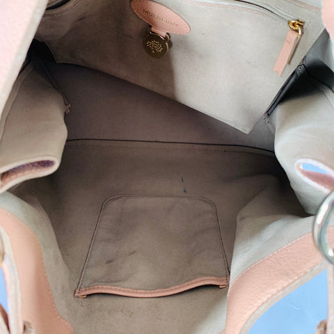 Sac cabas en cuir grainé rose poudré MULBERRY