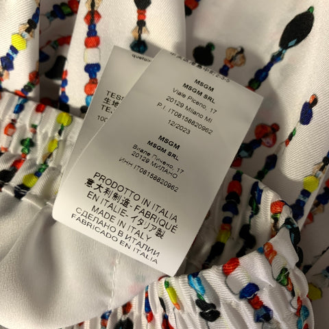 MSGM Size 6 White Multi-Color Polyester Beaded Pattern Outfits & Sets