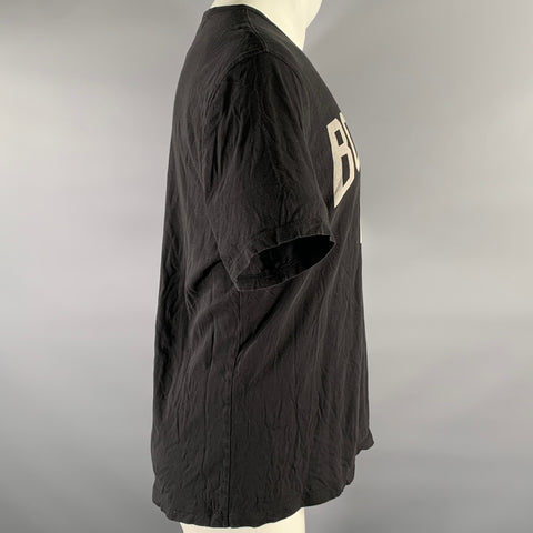 JOHN VARVATOS Size L Black Grey Graphic Cotton Scoop Neck T-shirt