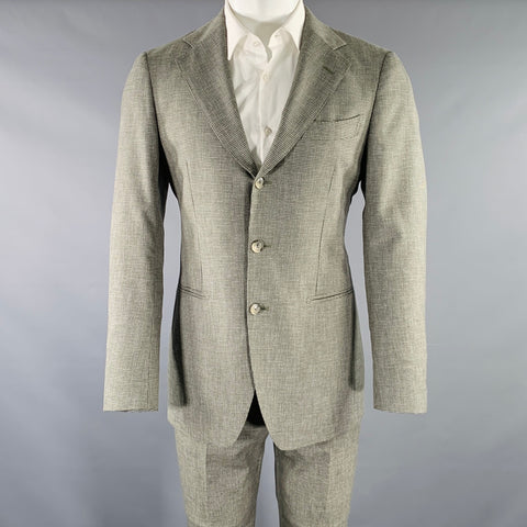 SUITSUPPLY Size 38 Grey Charcoal Houndstooth Wool Notch Lapel Suit
