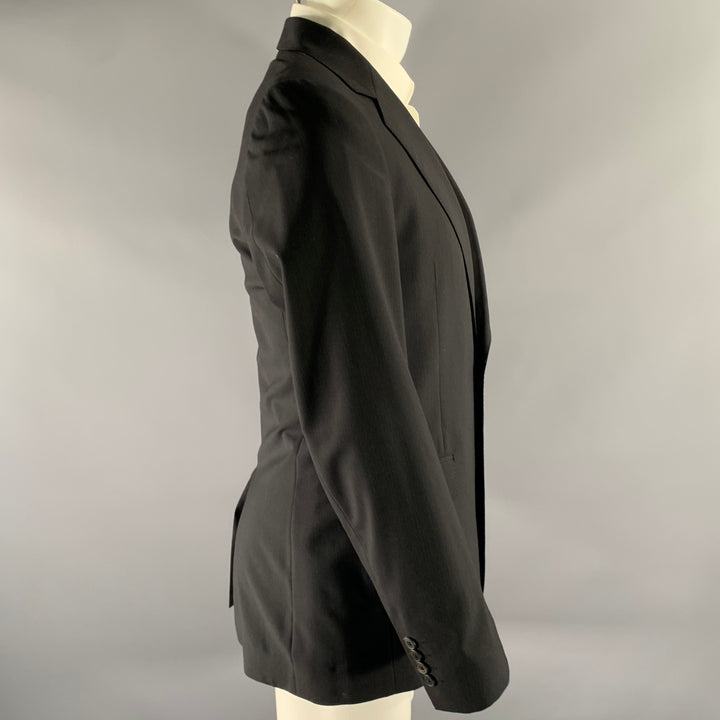 DRIES VAN NOTEN Size 36 Black Stripe Wool Notch Lapel Sport Coat