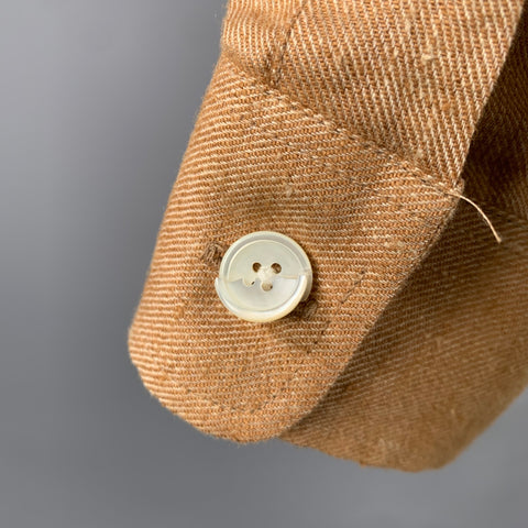 SCHNAYDERMAN'S Size M Camel Khaki Patchwork Linen Long Sleeve Shirt