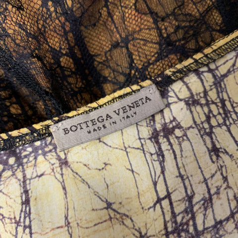 BOTTEGA VENETA Size M Yellow Black Silk Blend Knee-Length Dress