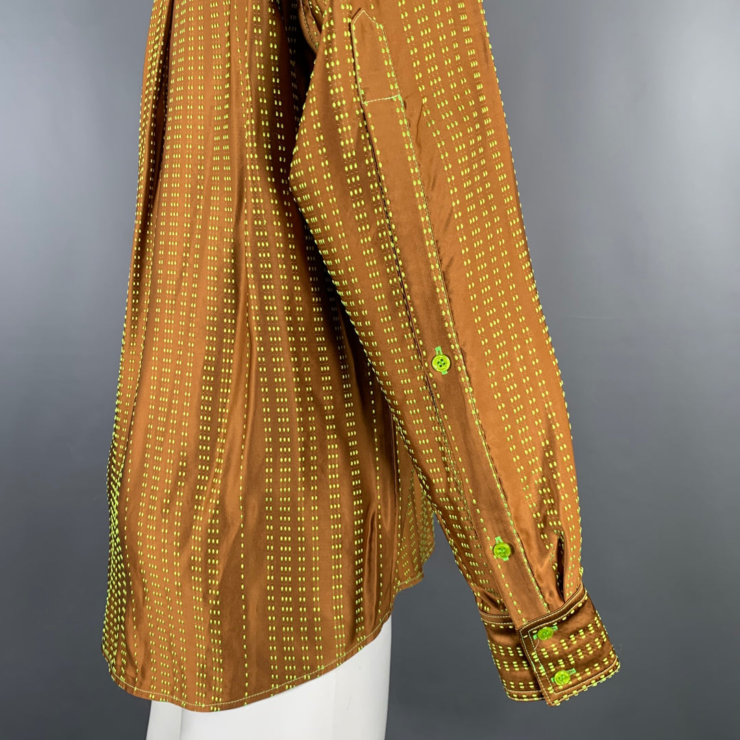 CHRISTOPHER JOHN ROGERS Size S Brown Green Viscose Blend Long Sleeve Shirt