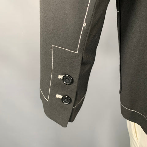 Veste 8 BY YOOX Taille 44 Noir Surpiqûres Blanches Contrastées