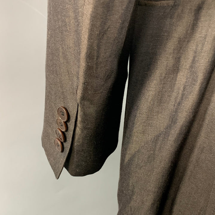 ERMENEGILDO ZEGNA Size 44 Regular Brown Silk Linen Twill Sport Coat