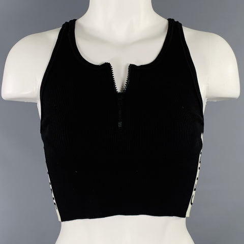 CELINE Size S Black White Cotton Blend Logo Athletic Casual Top