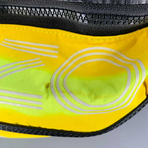 KENZO Yellow Black Logo Nylon Leather Double Zipper Belt Bag