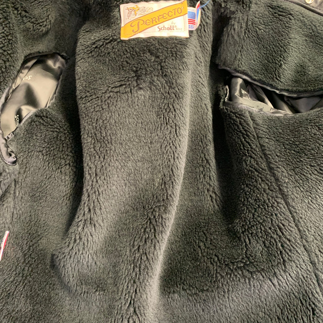 PERFECTO by  SCHOTT Vintage Size 46 125 Black Leather Motorcycle Jacket