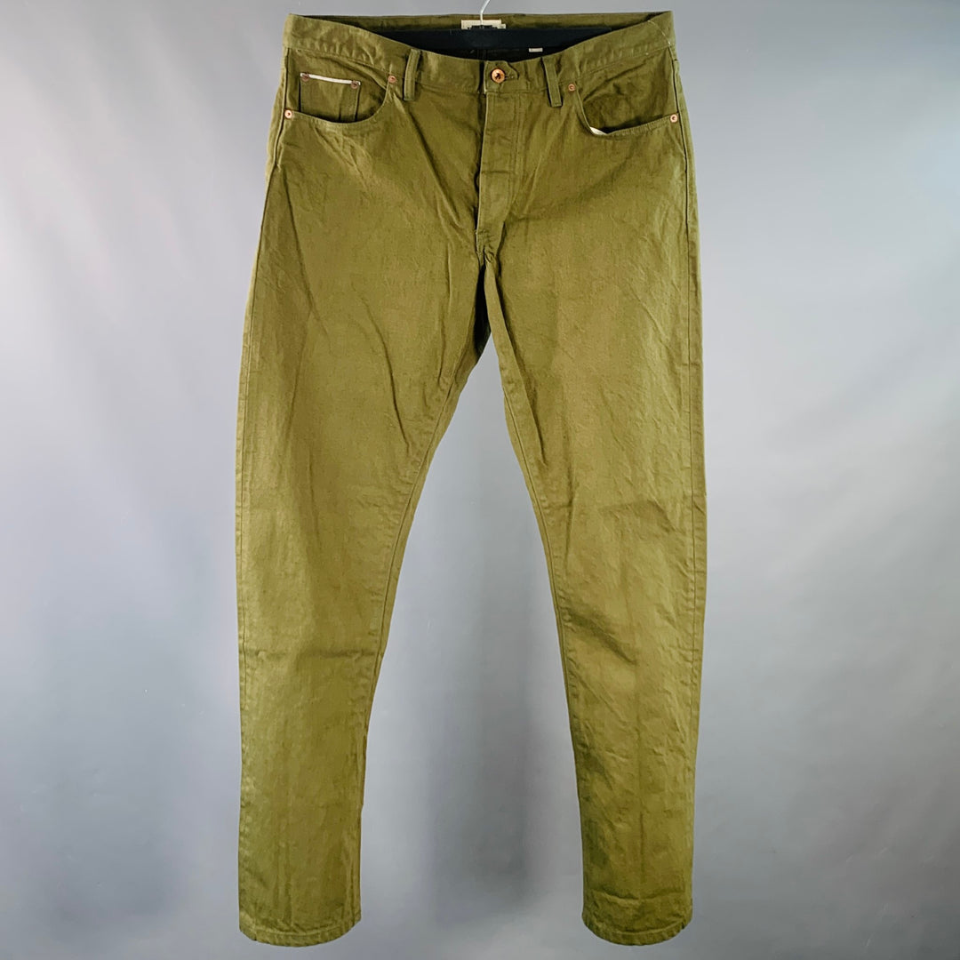 TAYLOR STITCH Size 38 Olive Green Twill Cotton Straight Selvedge Jeans