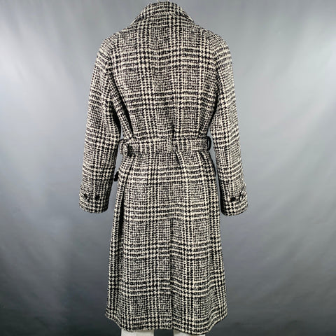 DOLCE & GABBANA Size 44 Black White Plaid Wool Blend Oversized Coat
