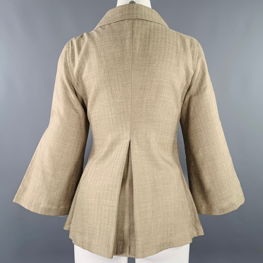 MARIA LUISA B Size 6 Beige Taupe Linen Blend Jacket Blazer