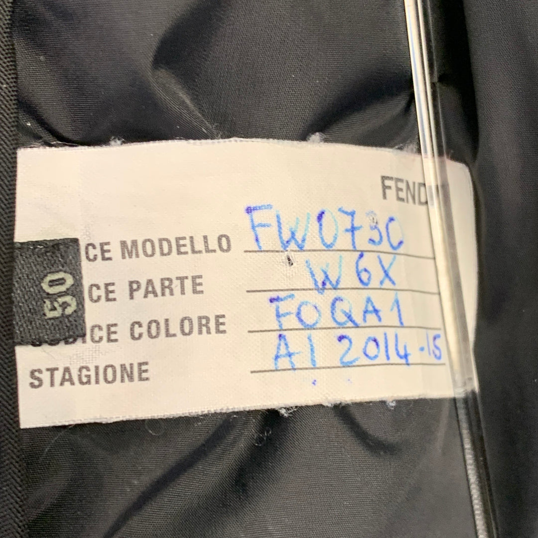 FENDI Size M Black Nylon Padded Hidden Hood Zip Snaps Jacket