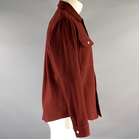 FRAME Size S Burgundy Wool Cotton Shirt Jacket