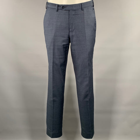 ERMENEGILDO ZEGNA Size 38 Navy Heather Wool Notch Lapel Suit