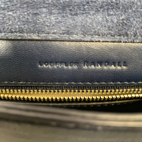 LOEFFLER RANDALL FW2015 Blue Navy Leather Faux fur Shoulder Bag