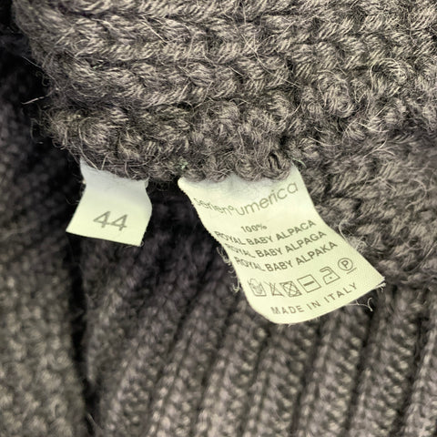 SERIENUMERICA Size 8 Black Baby Alpaca Knit Crew Neck Sweater
