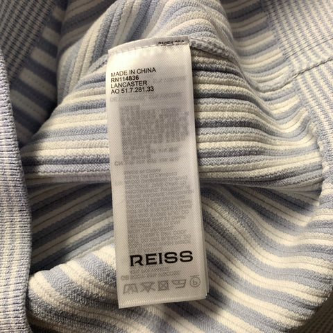 REISS Size XS White Light Blue Knit Viscose Blend Polo Short Sleeve Shirt