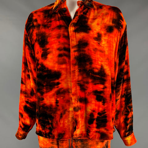 RtA Size L Orange Black Velvet Viscose Silk Shorts Set