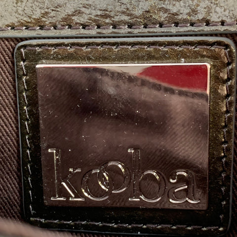 KOOBA Silver Olive Patent Leather Turnlock Clutch Handbag