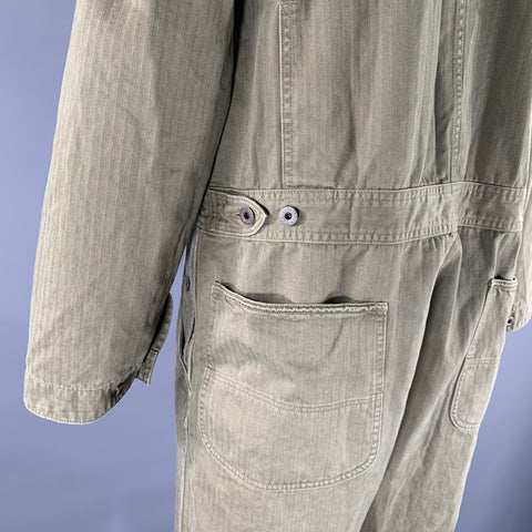 RRL by RALPH LAUREN Size XL Green Herringbone Cotton Boiler Flight Jumpsuit