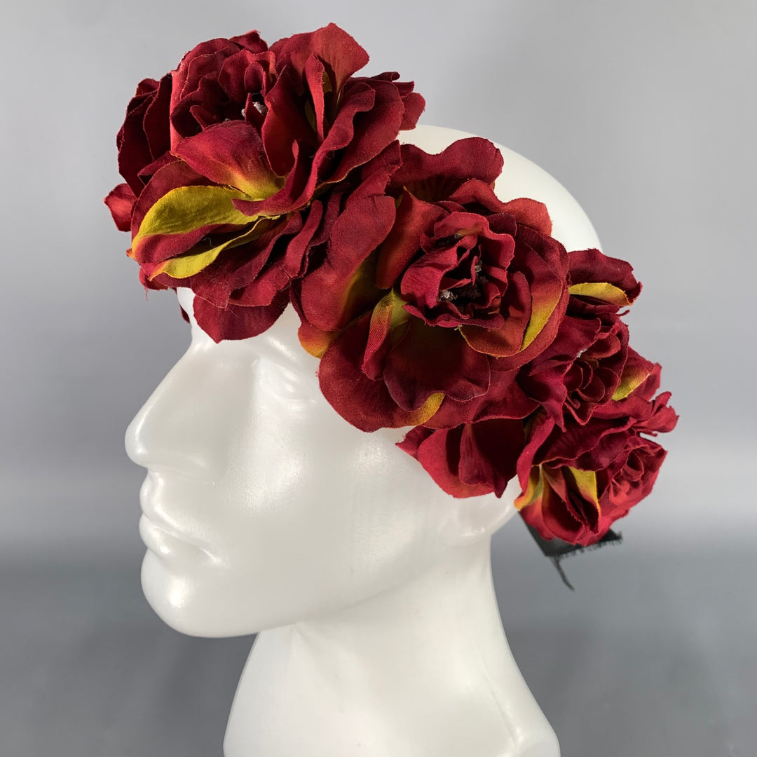 KRISTEN ERICKA Burgundy Black Floral Silk Hats