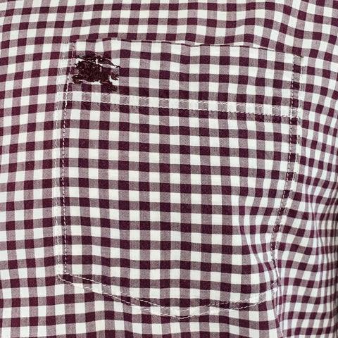 BURBERRY BRIT Size XL Burgundy White Gingham Cotton Long Sleeve Shirt