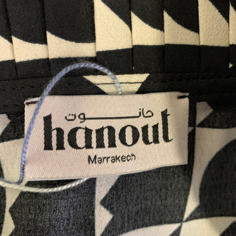 HANOUT Size M Black White Geometric Long Sleeve Dress