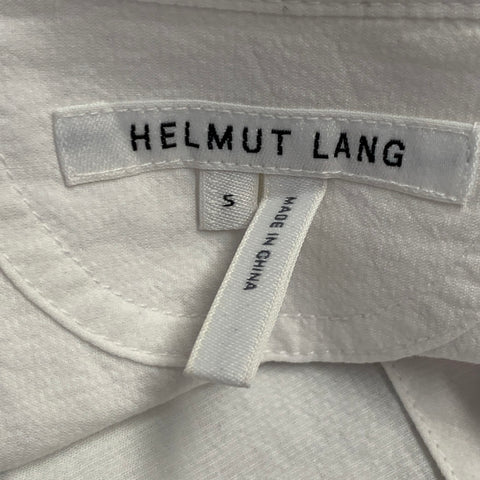 HELMUT LANG Size S White Cotton Collarless One Pocket Long Sleeve Shirt