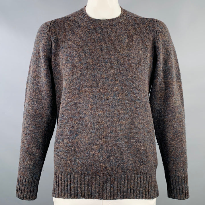 O'CONNELL'S Size 44 Brown Melange Wool Crew Neck Sweater