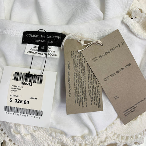 COMME des GARCONS HOMME PLUS 2019 Size M Beige White Crochet Cotton Tank Top