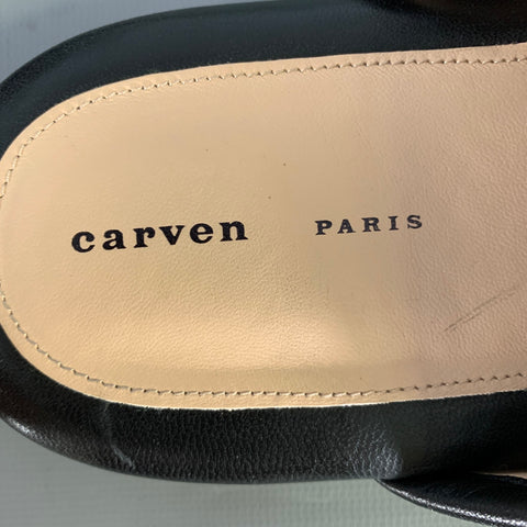 CARVEN Size 10 Black Leather Lambskin Slippers Flats