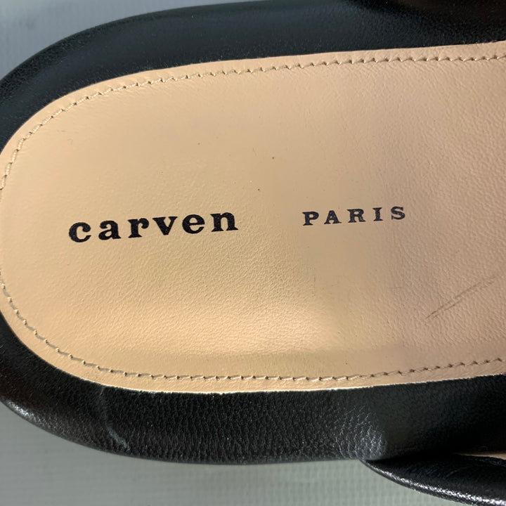 CARVEN Size 10 Black Leather Lambskin Slippers Flats
