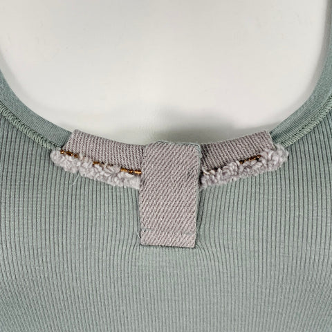 RIVAMONTI Size S Green Sage Cotton Blend Embellishment Short Sleeve Casual Top