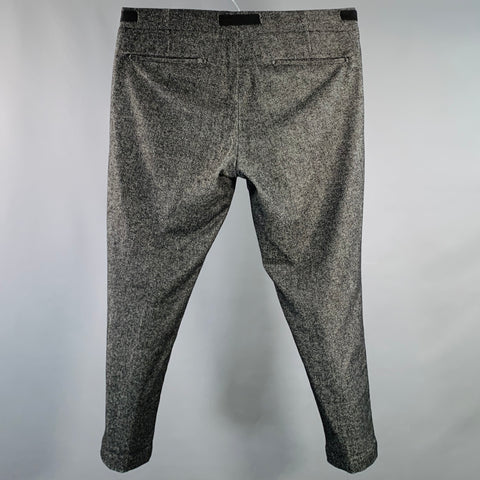 ENTRE AMIS Size 33 Black White Tweed Cotton Blend Drawstring Casual Pants
