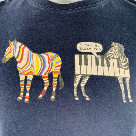 PAUL SMITH Size L Black Multi Color Zebra Cotton Short Sleeve T-shirt
