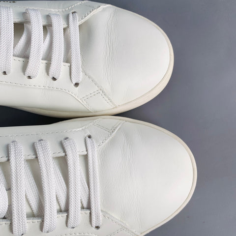 PALM ANGELS Size 9 White Black Leather Lace-Up Low Top Sneakers
