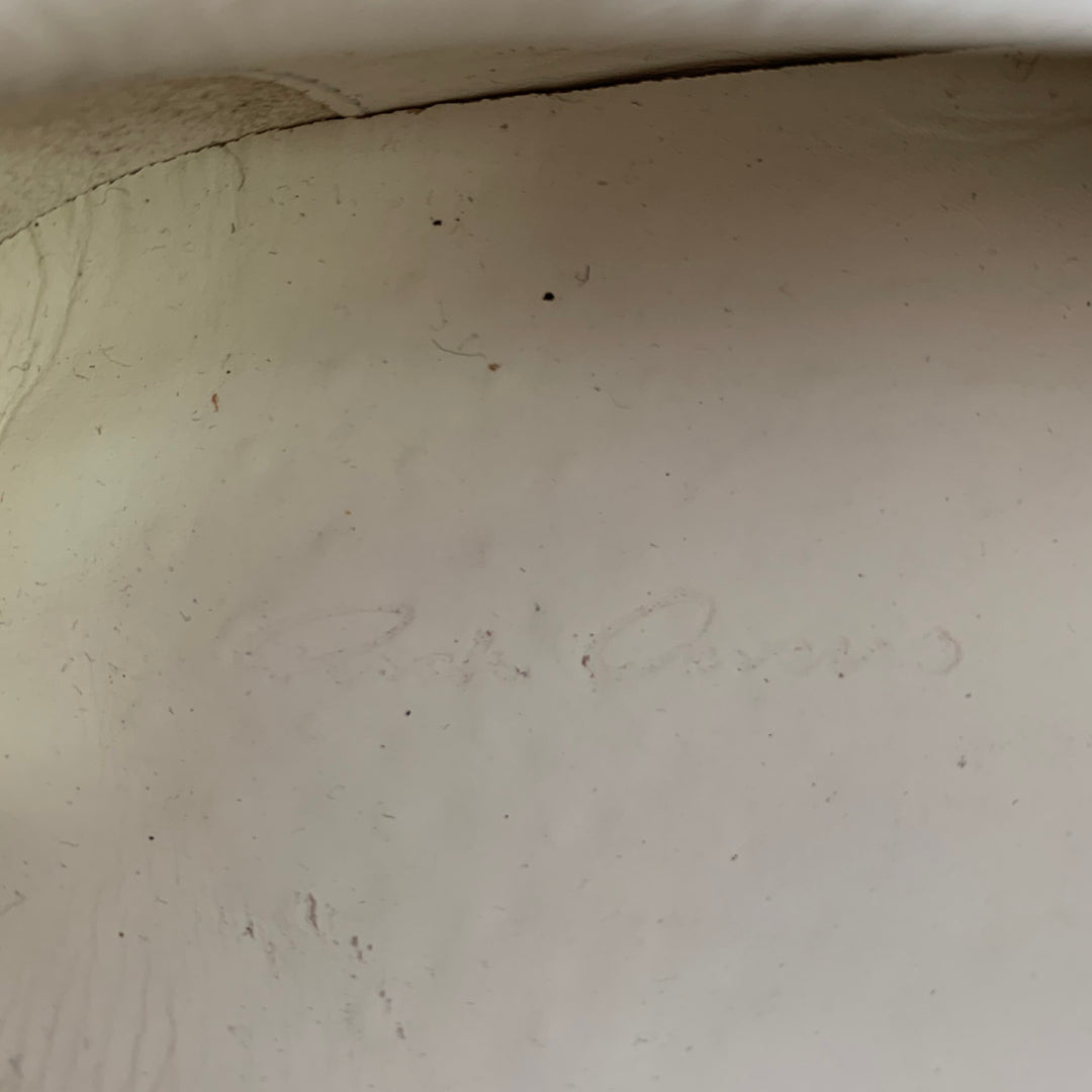 RICK OWENS Size 11 Cream Leather Lace-Up Sneakers