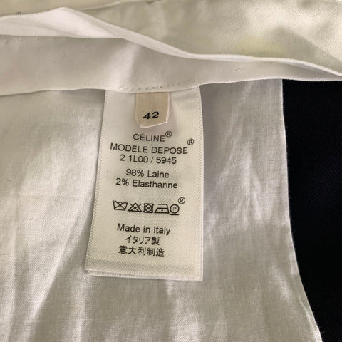 CELINE Size 32 Navy Wool Blend Solid Pleated Dress Pants
