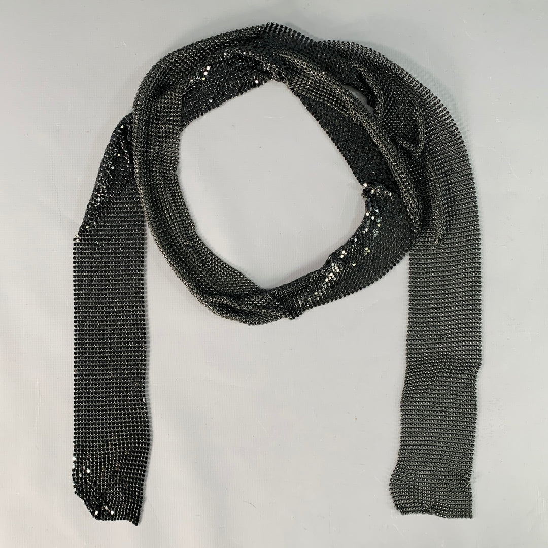 VINTAGE Black Mesh Metal Scarf Necklace