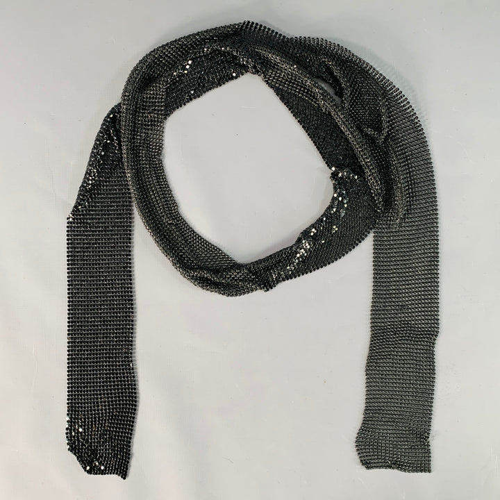 VINTAGE Black Mesh Metal Scarf Necklace