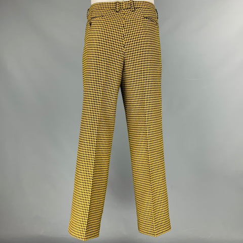 AWAKE Taille XL Jaune Noir Pied-de-Poule Laine Double Boutonnage Peak Revers Costume