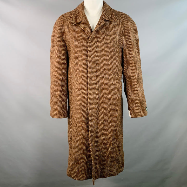 AIME LEON DORE Size M Brown Beige Herringbone Wool Hidden Buttons Raglan Coat