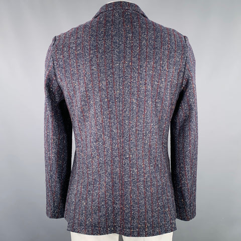 DANIELE ALESSANDRINI Size 42 Navy Burgundy White Tweed Sport Coat
