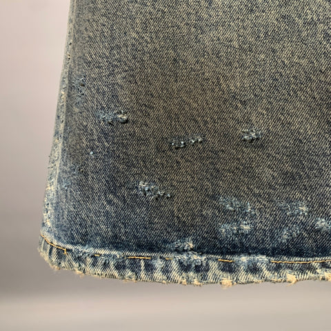 BALENCIAGA Size 2 Blue Mud Wash Cotton Denim Maxi Skirt
