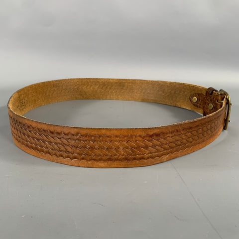 Double RL Size 36 Brown Embossed Leather Belt