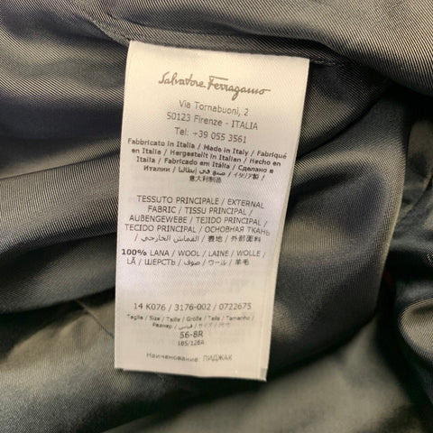 SALVATORE FERRAGAMO Size 46 Burgundy Wool Notch Lapel Suit