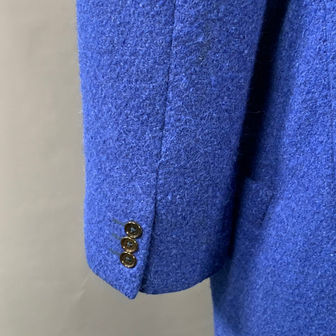 GIANNI VERSACE Size L Blue Cashmere Blend Notch Lapel Single Button Trenchcoat